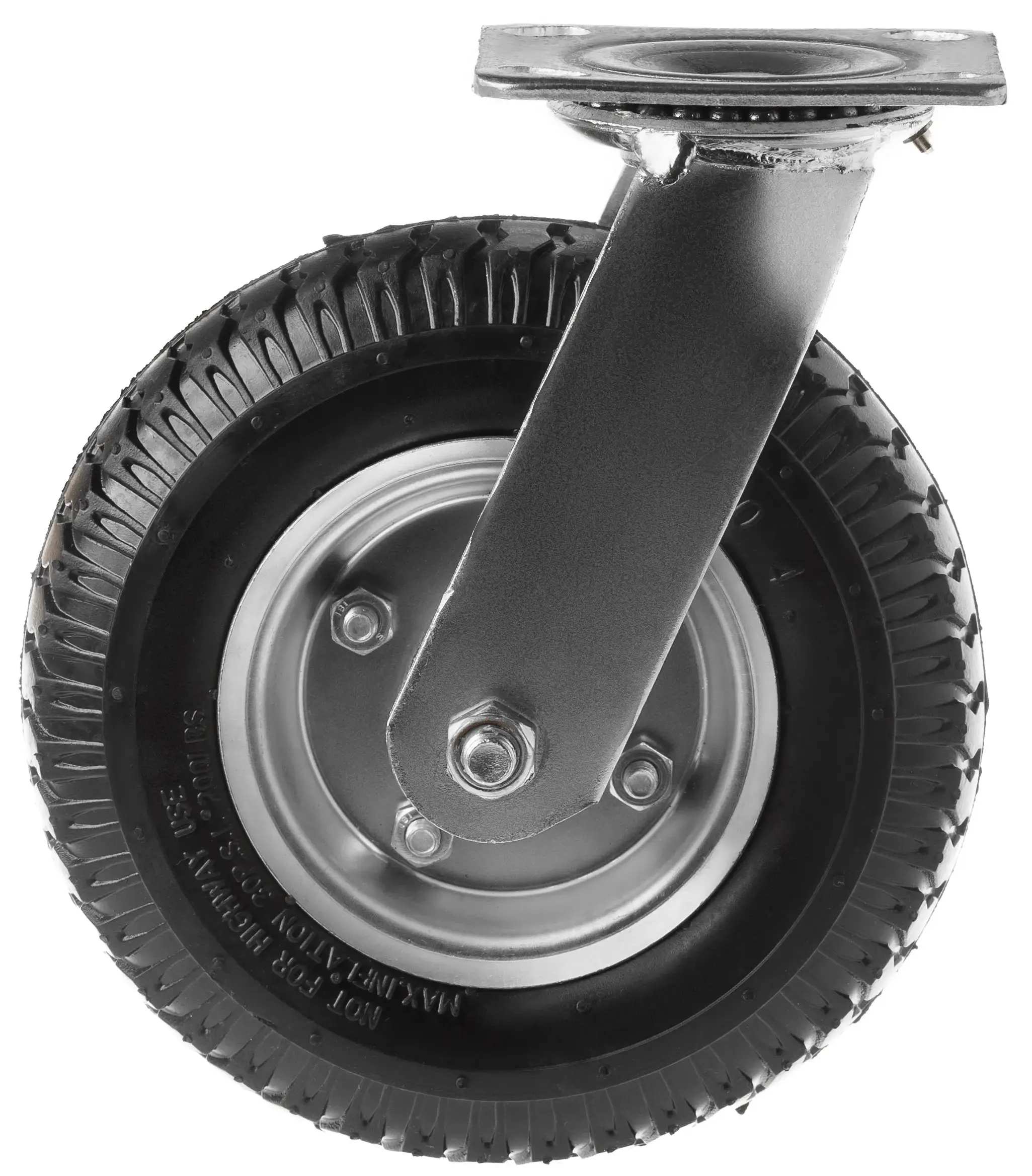 PRS 80 - Колесо пневматическое поворотное 2.50-4, диаметр 218 мм, крепление - площадка, металлический обод