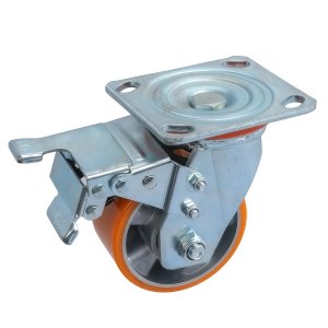 SCALb 42 - Большегрузное полиуретановое колесо 100 мм (поворот., площадка, тормоз)